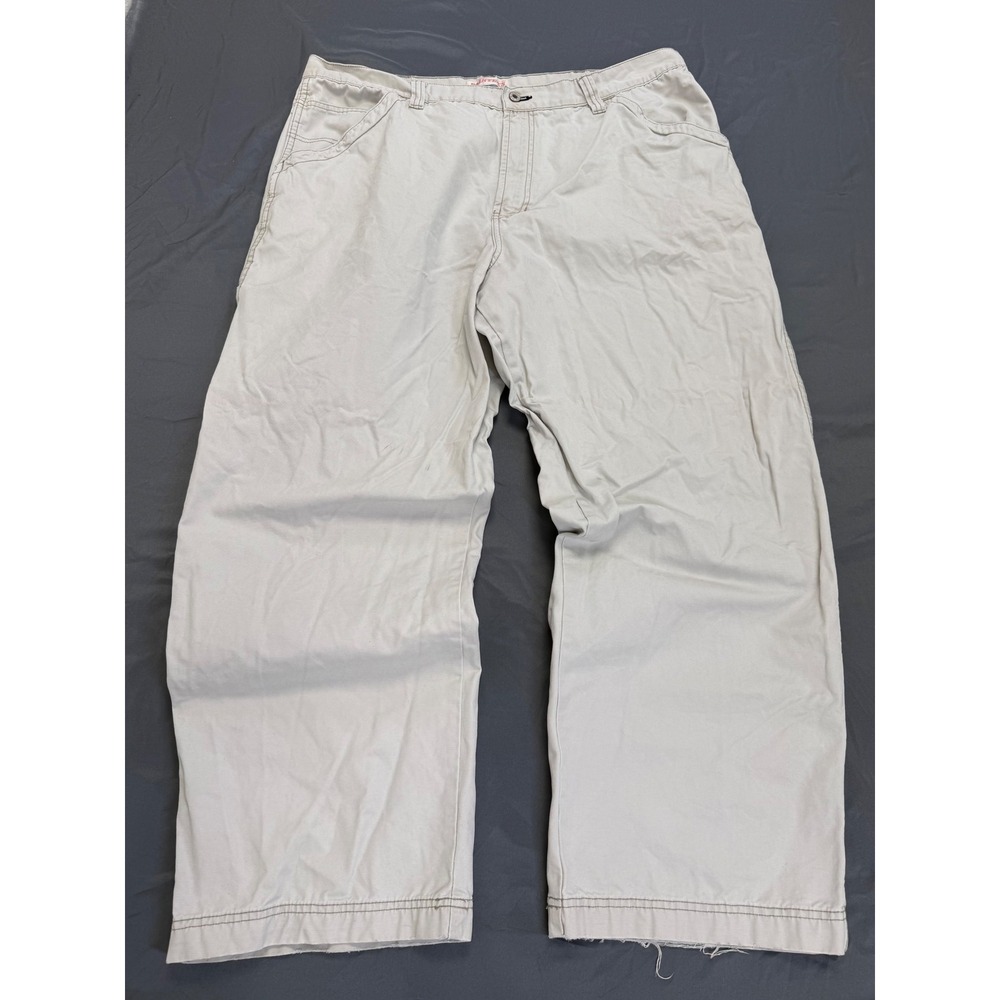 Vintage Y2K Old Navy Painters Jeans Mens 44x32 Beige Canvas Carpenter Wide Leg